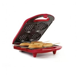 Heart-Shaped 4-Waffle Red American Waffle Maker with Recipe Booklet